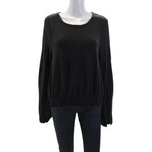 Texture & Thread Madewell Women's Round Neck Long Sleeves Blouse Black Size XL